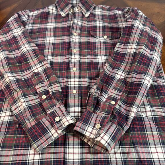 Ralph Lauren Polo Red White Green Blue Windowpane Plaid Medium Long Sleeve Shirt - Picture 8 of 16